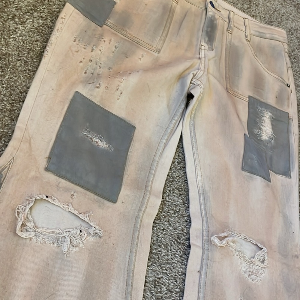 Free people patchwork distressed flare jeans 30 - image 4